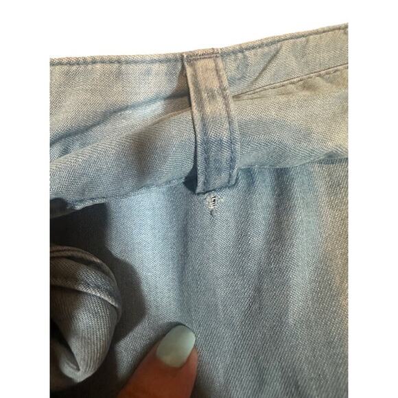 Zara Light Blue Denim Belted Side Zipper A-line Mini Skirt Women Sz M - Picture 5 of 9